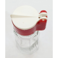 Vintage glazen zoutstrooier met kunststof dop